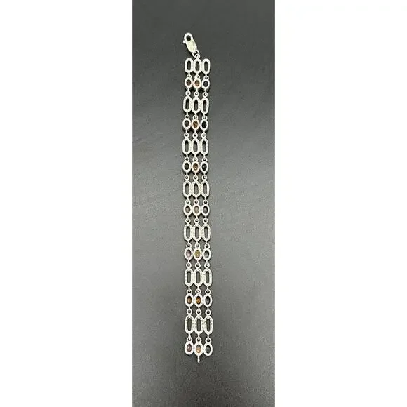 Baltic Amber & Sterling Silver 925 Tri Color Triple Strand Bracelet 7.5in - Picture 8 of 13